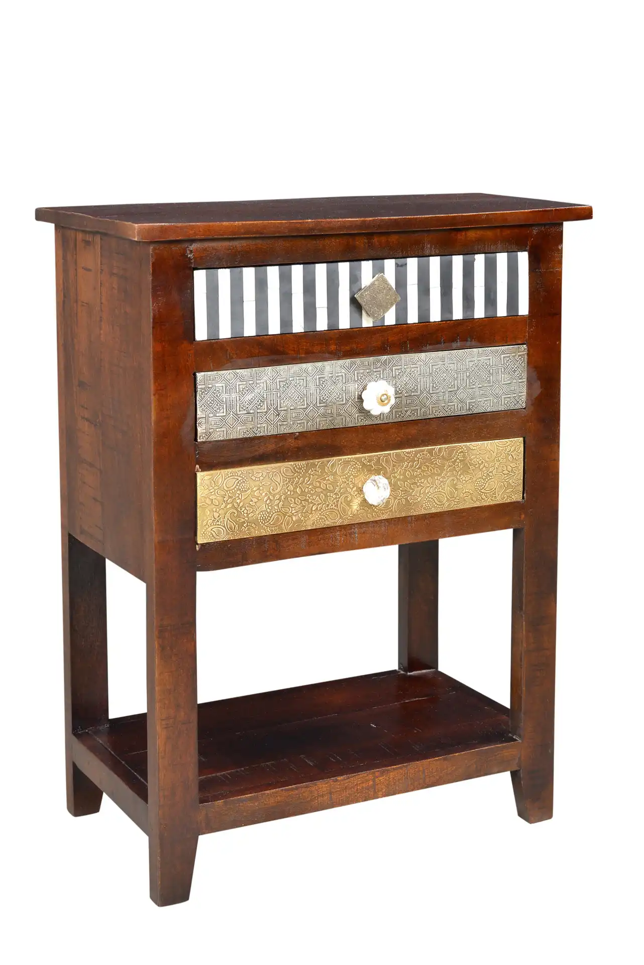 Wooden Side table with 3 Drawer - popular handicrafts